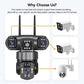 V380 Pro 2MP Panoramic 360 Degrees Triple Lens Wireless WiFi Solar Powered Surveillance Camera