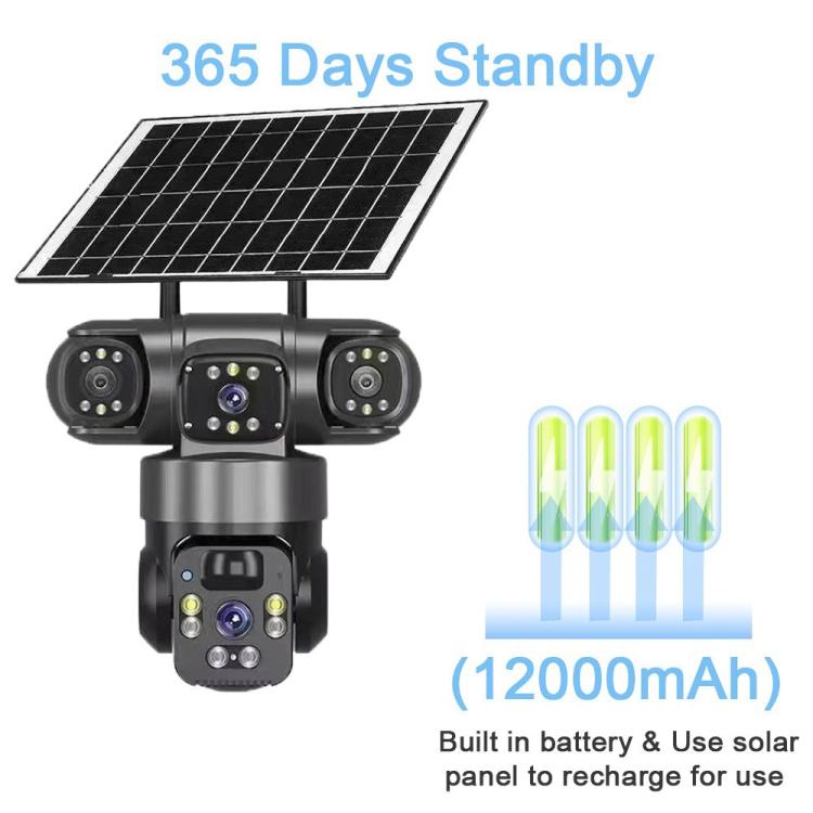 V380 Pro 2MP Panoramic 360 Degrees Triple Lens Wireless WiFi Solar Powered Surveillance Camera