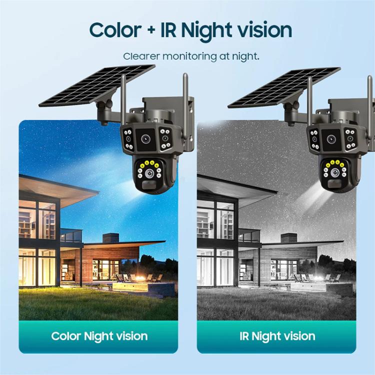 V380 Pro 3MP Panoramic Dual Lens Wireless WiFi Solar Powered Surveillance Camera