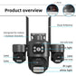 Triple-lens PTZ security camera with dual antennas, SD card slot, speaker and reset