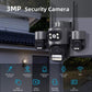 Outdoor wireless security camera with triple-lens turret and two side cameras