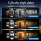 Wireless PTZ security camera with night vision LED array, triple-lens turret