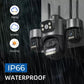 Outdoor IP66 waterproof PTZ security camera with triple-lens turret and night LEDs