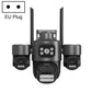 EU plug triple-lens PTZ security camera with dual antennas, front lens cluster