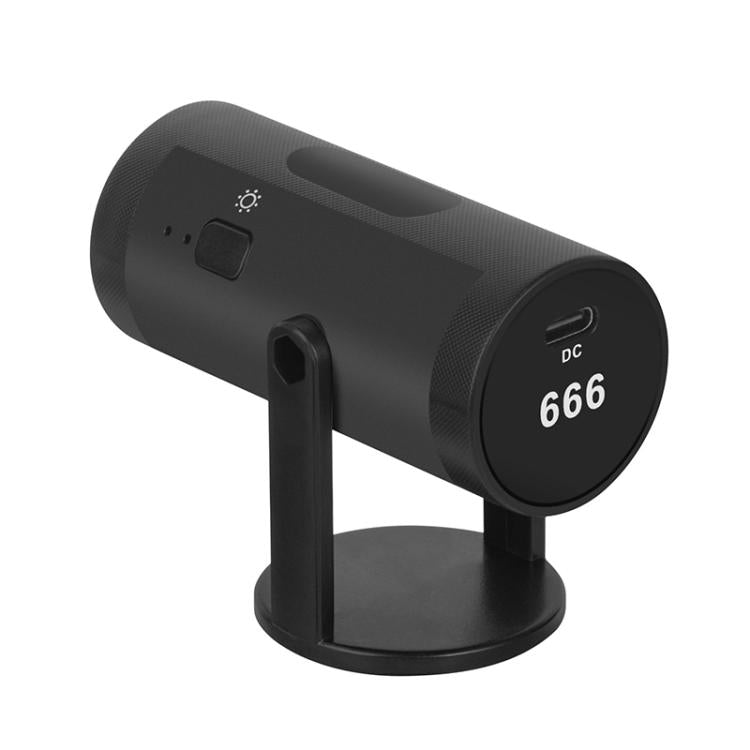 Black WiFi remote monitoring camera side view with DC port and adjustable base
