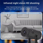WiFi monitoring camera with lens, shown in front of an indoor living room scene