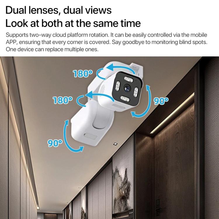 5MP Dual-Lens Dual-Pan Tilt Rotating WiFi Camera, EU Plug, US Plug