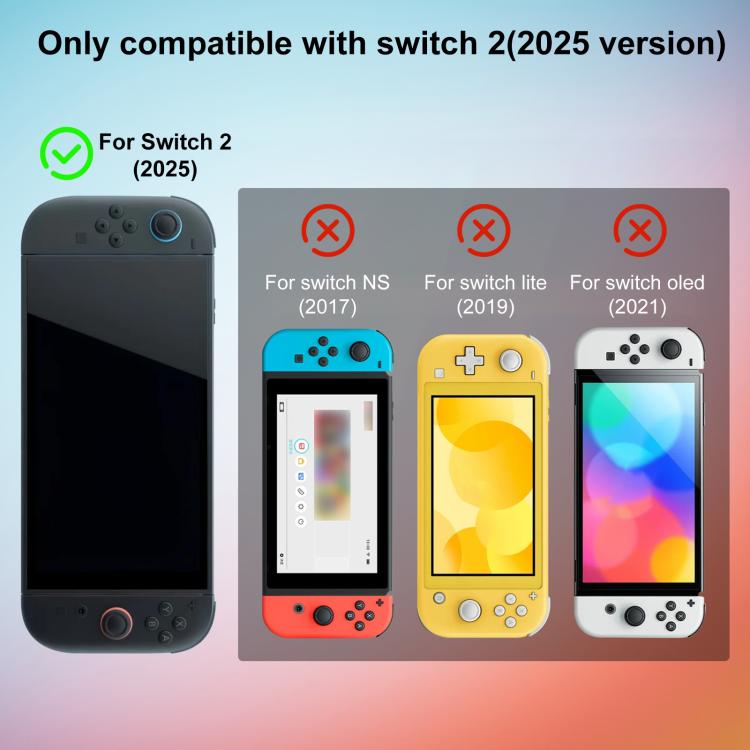 Transparent TPU case shown as compatible with Switch 2 (2025) model