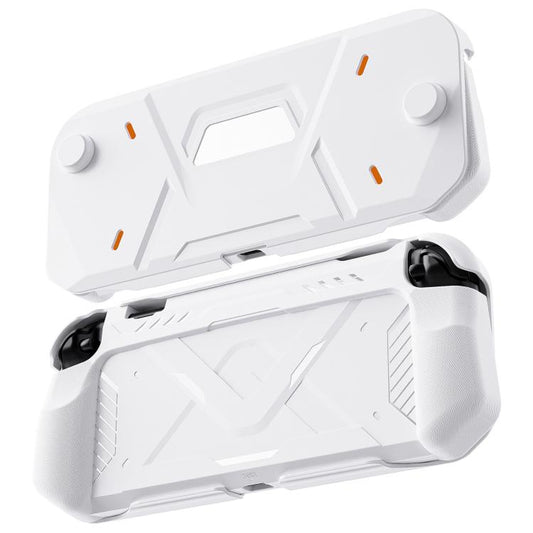 White mecha-style protective case for Nintendo Switch 2 with TPU and PC shells