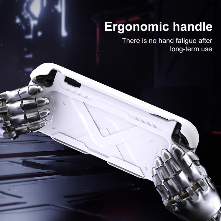 White protective case for Nintendo Switch 2 held by the textured ergonomic handle
