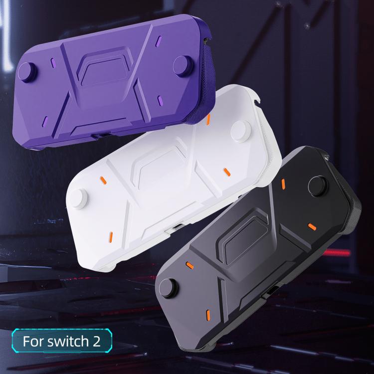 Mecha-style protective case for Nintendo Switch 2, white TPU shell with mecha design