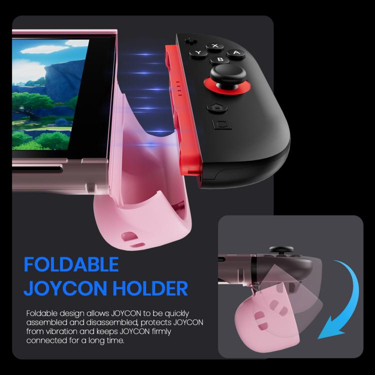 Pink TPU protective case with foldable front cover and secure Joy-Con grip points