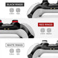Silicone aiming rings in black, red, and white on controller grips