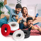 Six silicone aiming rings in red, white, and dark colors with controllers nearby