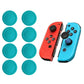 Set of eight teal joystick thumb grip caps for game controllers