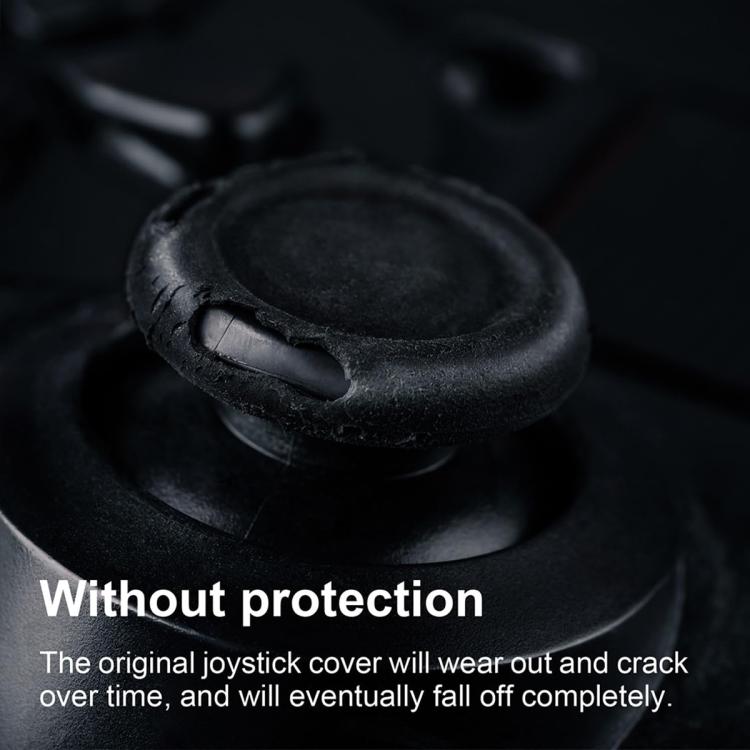 Single black joystick thumb grip cap with textured surface close-up