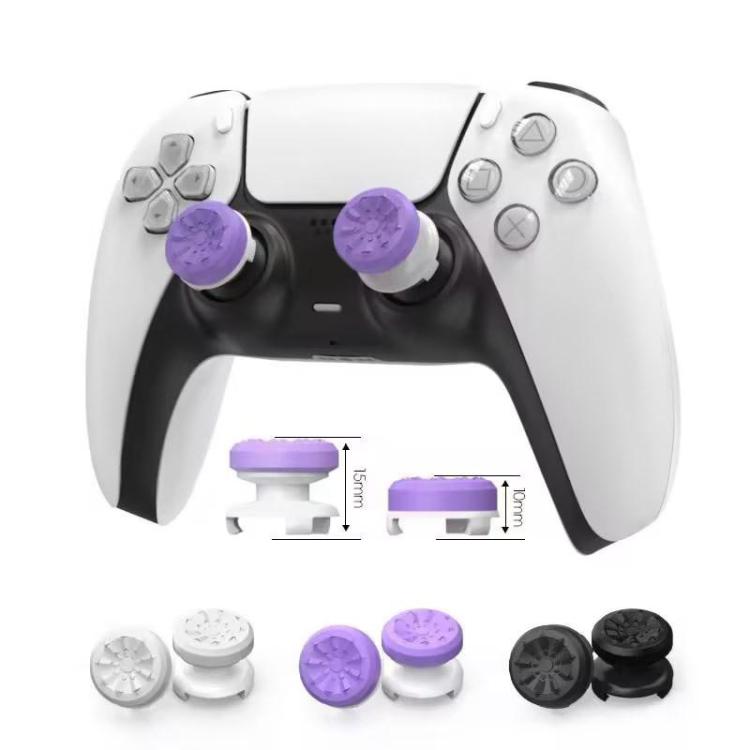 Two thumbstick extender caps with anti-slip textured grips, purple with color set shown