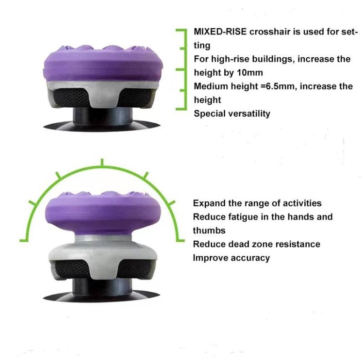 Purple thumbstick extender cap with anti-slip textured top and grip base