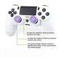 Two thumbstick extender caps with anti-slip textured grips, purple on controller