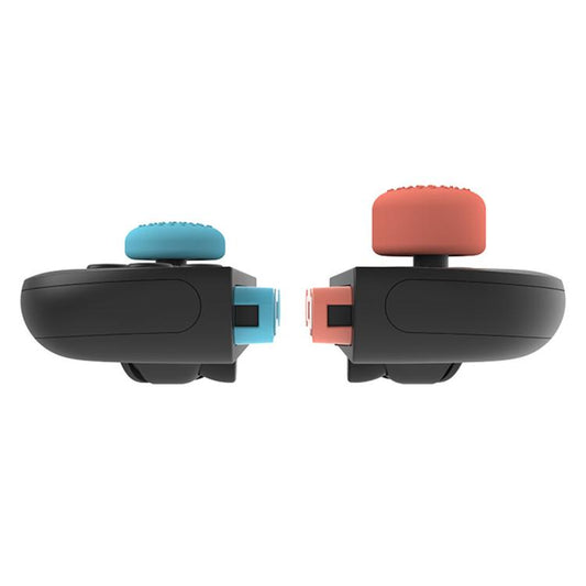 Installed silicone thumbstick caps with textured grips on black controllers