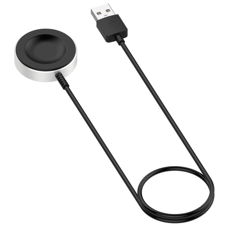Black magnetic smartwatch charging cable with round charging puck and USB-A plug