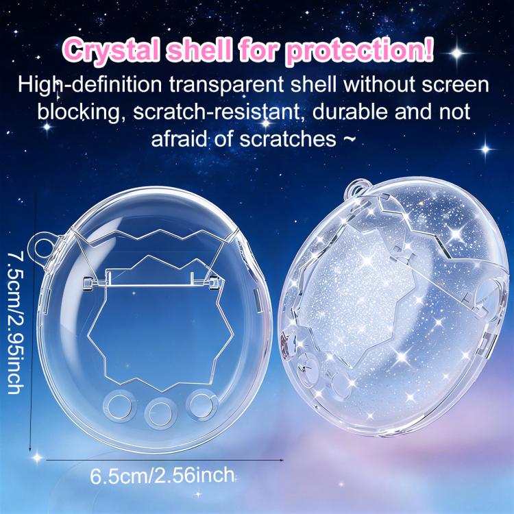 Clear crystal protective shell, oval case with front cutouts and hinged top