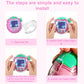 Crystal protective case, step-by-step installation shown with open lid and side clips