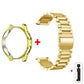 Gold stainless steel watch band, semi-enclosed case, and link remover tool