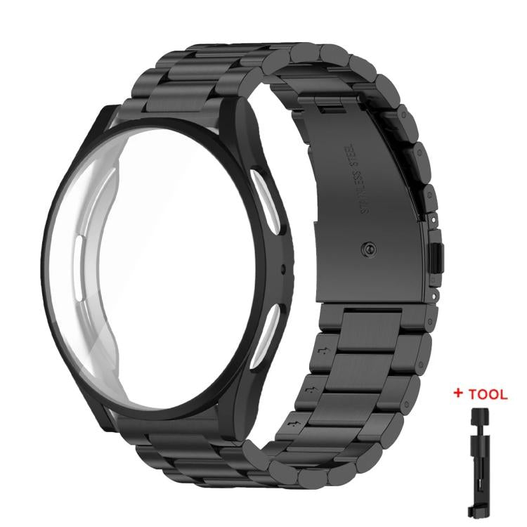 Black stainless steel watch band with dark TPU case and link remover tool