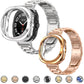 Stainless steel watch bands with protective cases in silver and rose gold