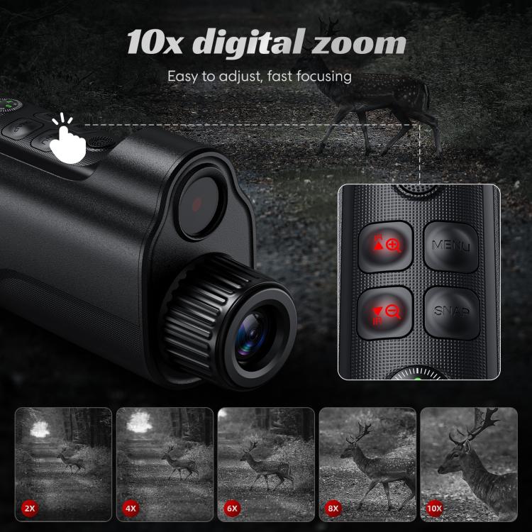 Infrared night vision monocular with side controls and front focus ridges