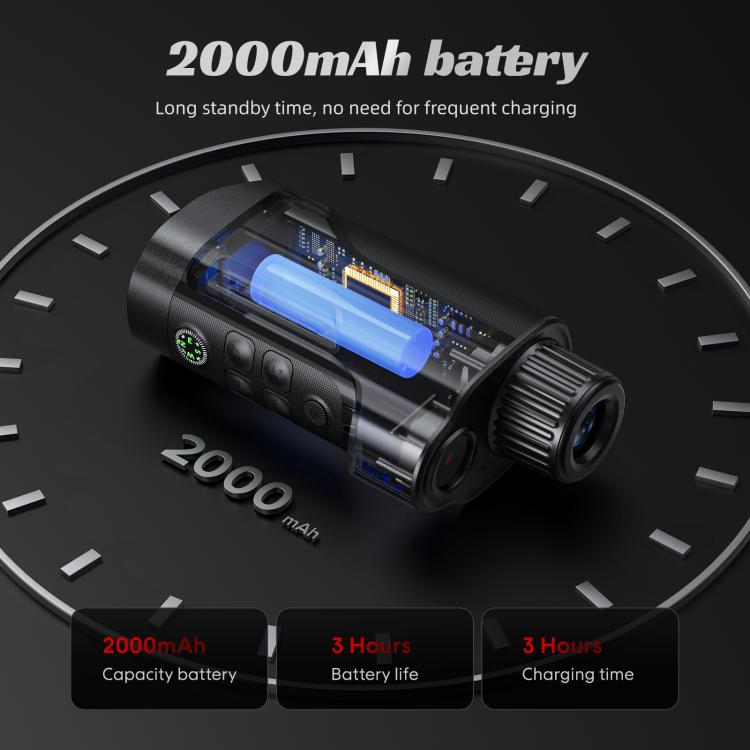 Handheld infrared night vision monocular with internal battery module view