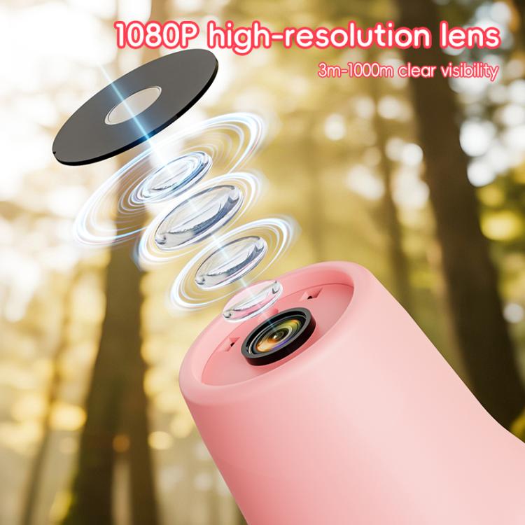 Pink kids digital monocular telescope with rear camera lens on top