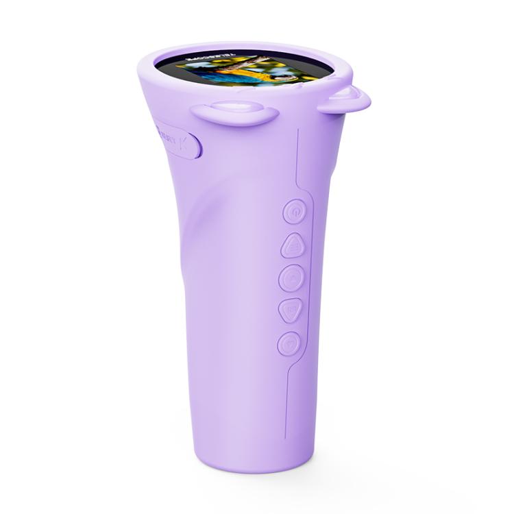 Lavender kids digital monocular telescope with round screen and side control buttons