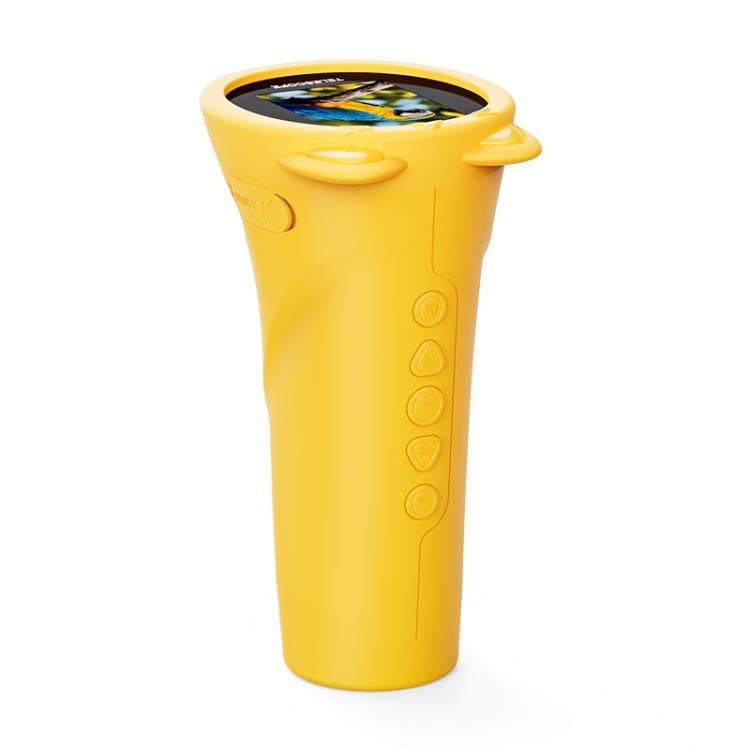 Kids digital monocular telescope with 2-inch display, yellow handheld design