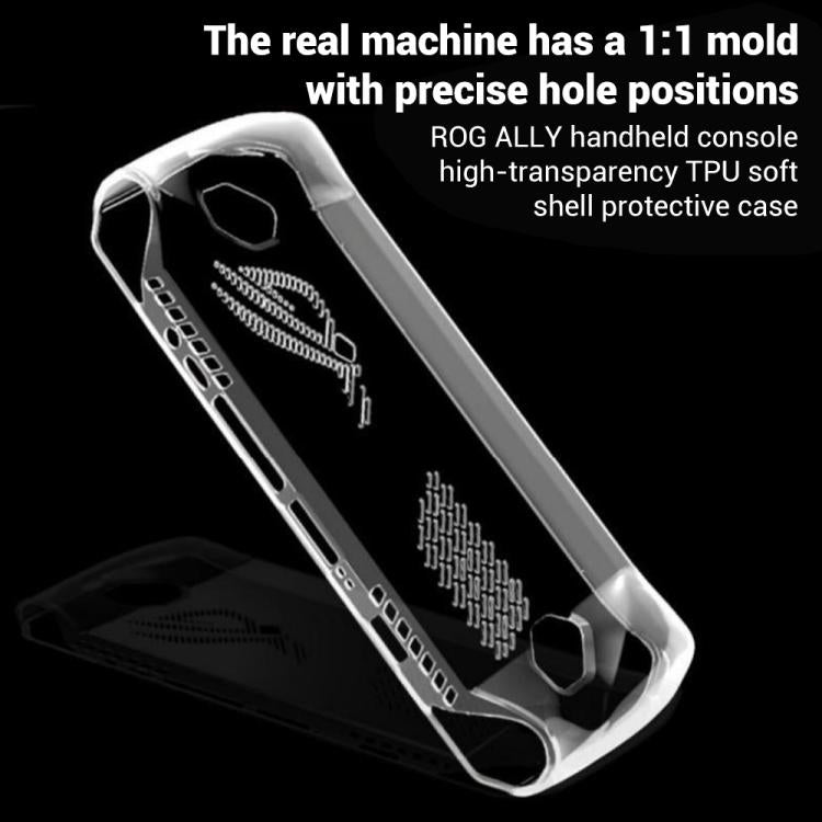 Clear TPU protective case for ASUS ROG Ally with precise cutouts and breathable vent design