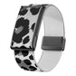 Black and gray leopard-print stretch watch band with magnetic clasp