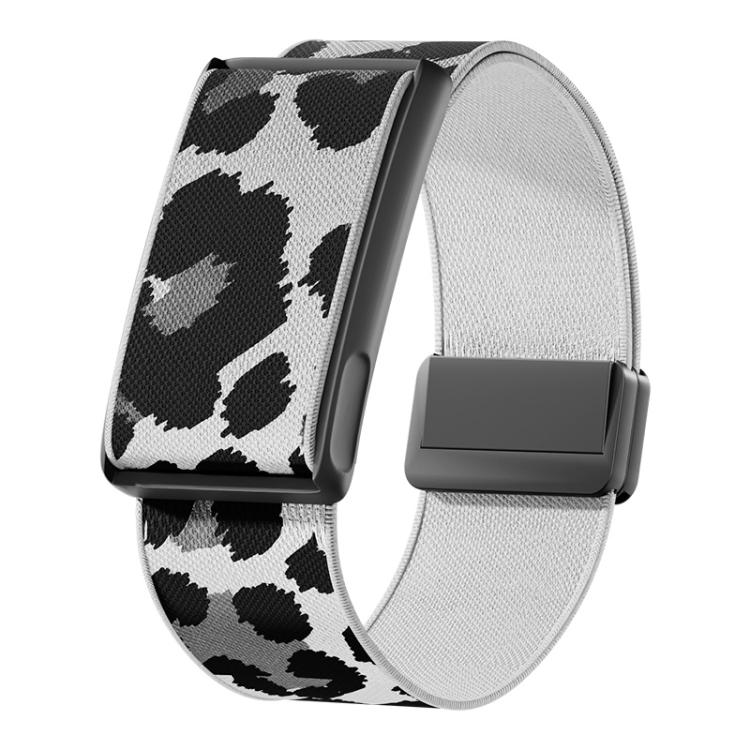 Black and gray leopard-print stretch watch band with magnetic clasp