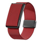 Red stretch woven watch band with magnetic clasp and black metal frame