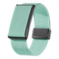 Mint green stretch woven watch band with magnetic clasp and black metal frame
