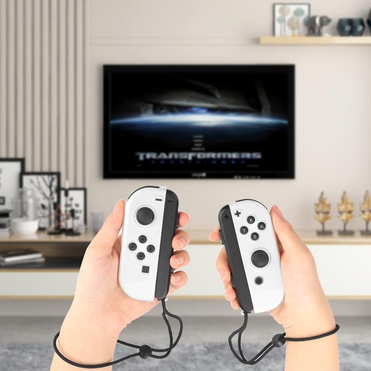 Clear TPU Joy-Con cases with joystick caps in multiple colors, two controllers