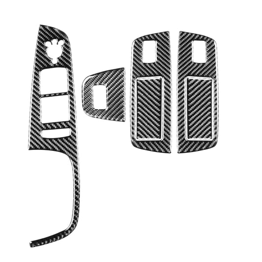Carbon fiber window lifter panel sticker set (left-drive), black textured pieces