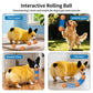 Orange interactive LED pet rolling ball for indoor and outdoor floors, blue speckles