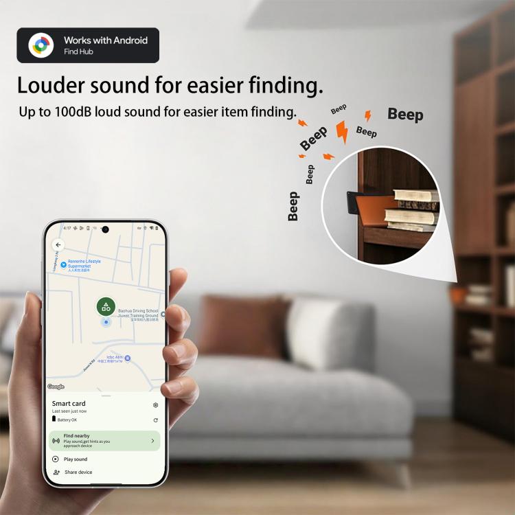 S22 Ultra-thin Card Type Mini GPS Global Smart Bluetooth Location Tracker Anti-lost Device, S22