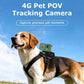 Green pet POV GPS camera on a dog harness, round lens and side red button