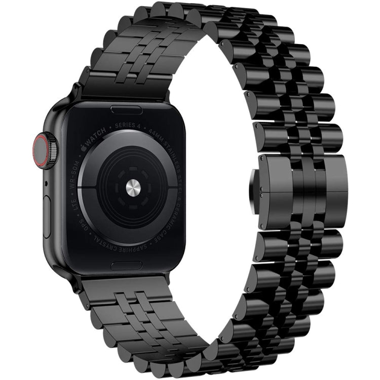 Metal replacement watch strap for Apple Watch, black woven-style metal links