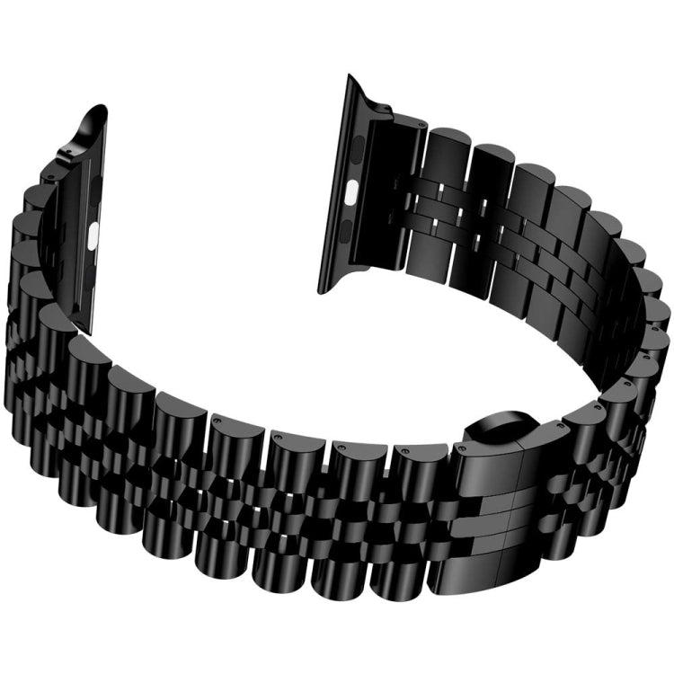 Metal replacement watch strap for Apple Watch, black bracelet band with links