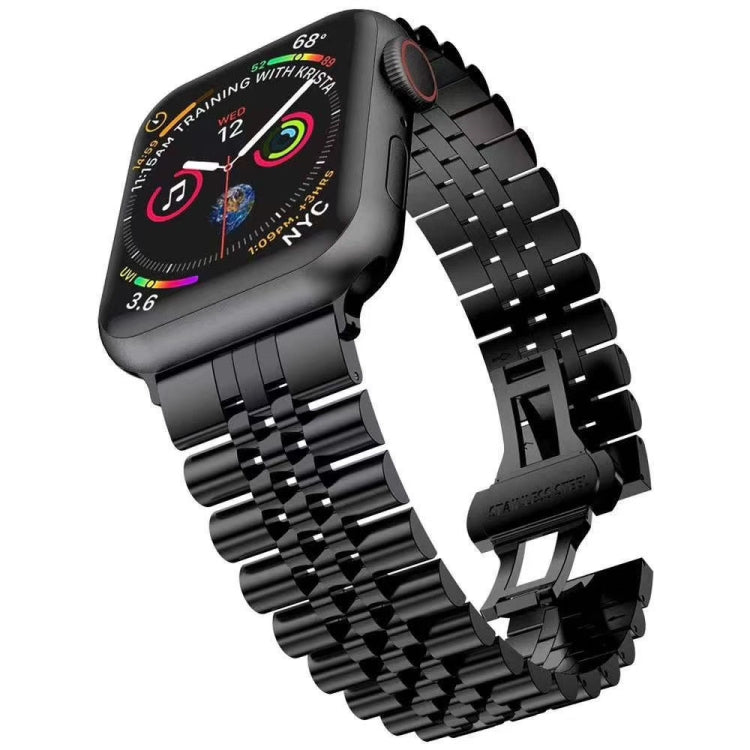 Metal replacement watch strap for Apple Watch, black link bracelet with clasp