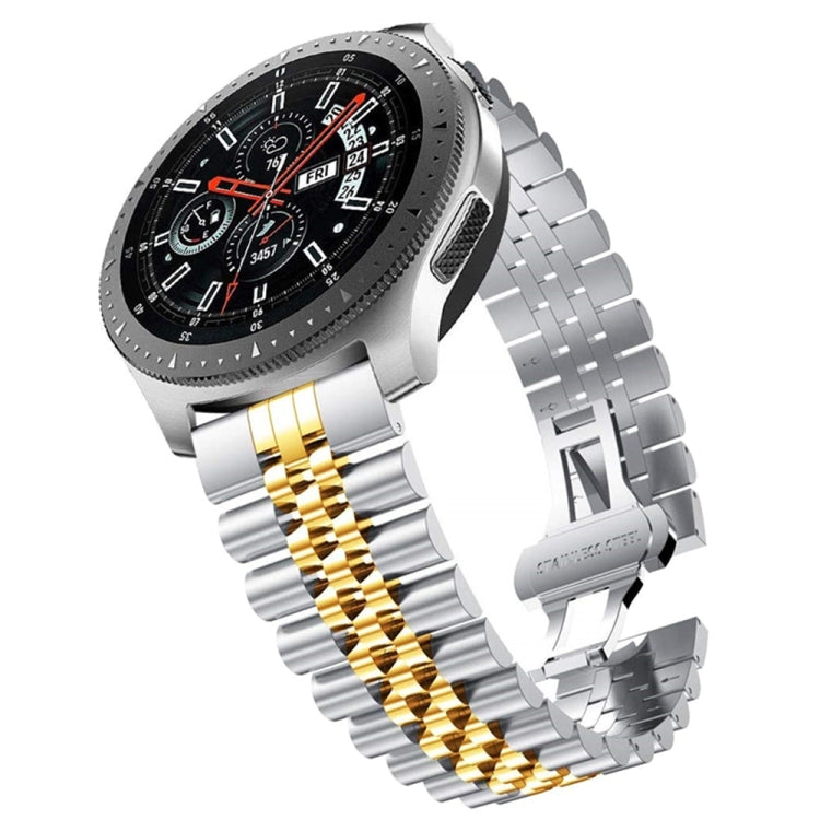 Steel replacement watch band with gold center links and silver bracelet