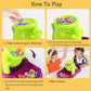 Instruction card showing the bee balance sensory toy gameplay with green honey pot